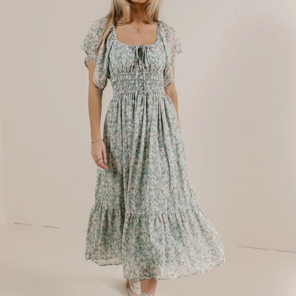 Böhme Dasia Floral Dress Sage Green | S